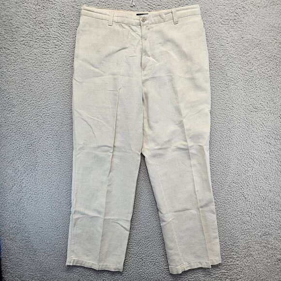 Dockers Khakis‎ Pants Mens 36x32 Beige Stonewashed Linen Relaxed Fit Flat Front - Picture 1 of 12